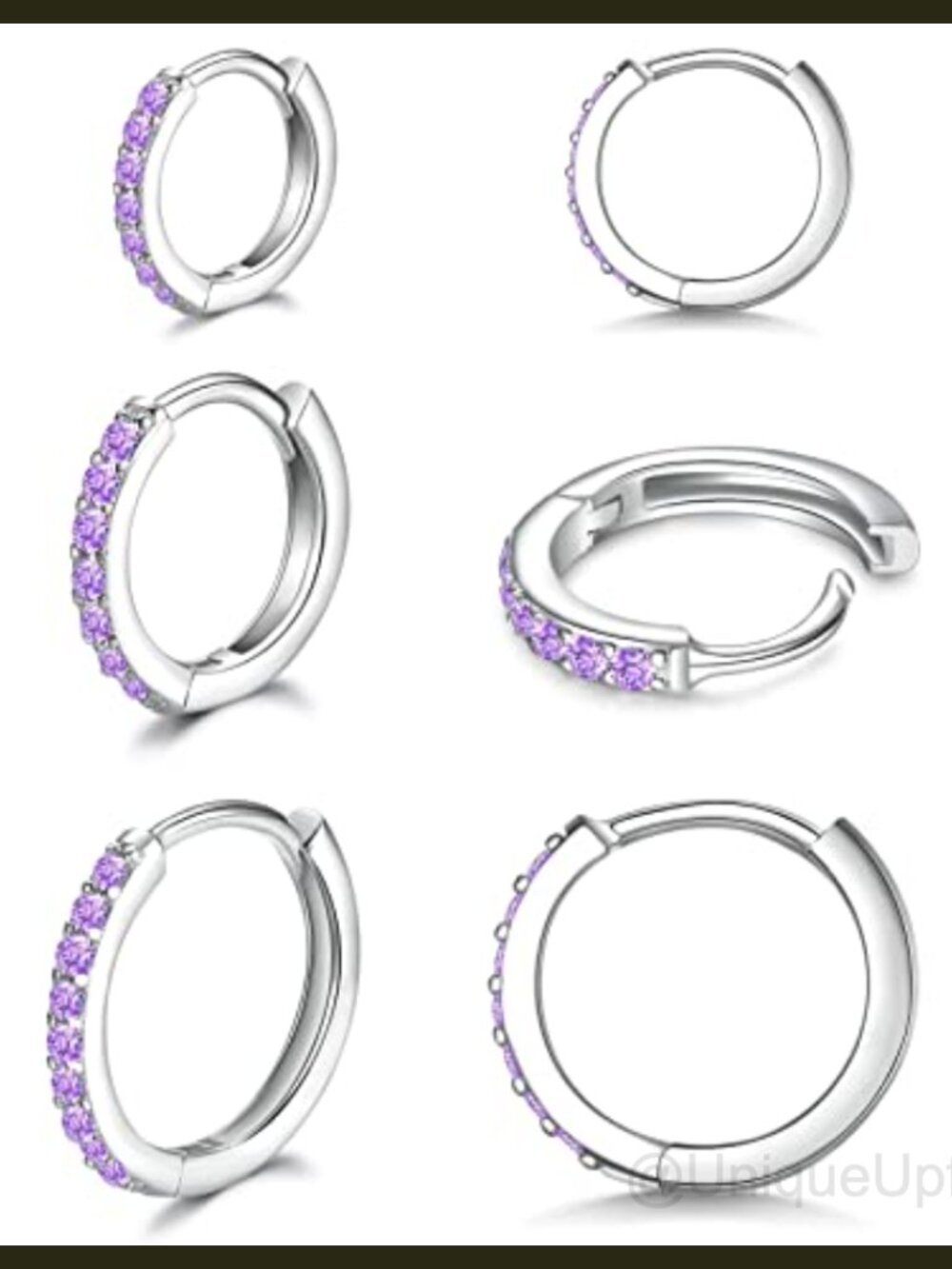 925 Sterling Silver Small Hoop Earrings Cubic Zirconia Huggie Set